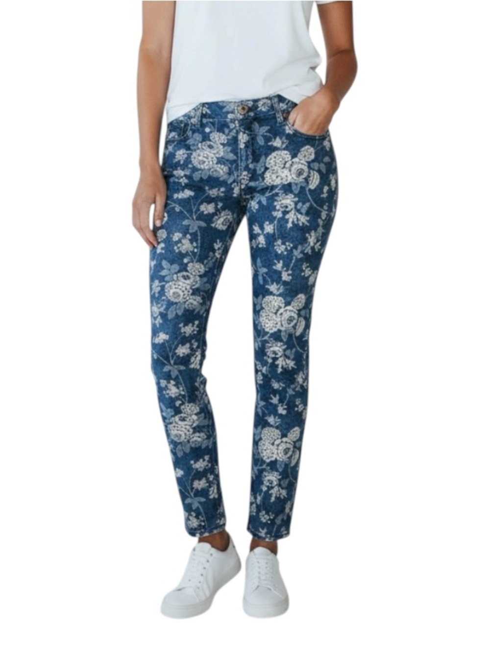 Lauren Ralph Lauren LRL Floral Modern Straight Ankle Jeans Denim Pants Women 6